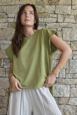  Classic Cotton Cap Sleeve Tee Olive